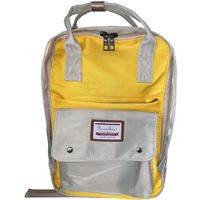 Sac à main jaune et gris pratique version tenue main ou sac à dos 7 poches, Ultra-résistant, Léger, Déperlant