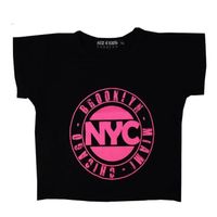 Enfants filles Haut court NYC BROOKLALYN Miami Chicago Imprimé Shirt 7-13 Ans