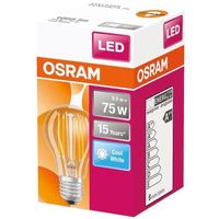 Ampoule standard LED OSRAM Clair filament - E27 - 7W = 60 - Blanc Froid