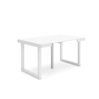 Skraut Home - Table console extensible  - Blanc - Pieds bois massif - 140 cm - Pour 6 personnes