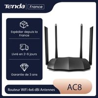 TENDA Routeur WiFi AC1200 Dual bande, 867 Mbps en 5 GHz, Configuration Facile, 4x6 dBi Antenne, 4 Ports Gigabit, IPv6, 1 GHz CPU.