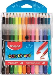 JEU DE COLORIAGE - DESSIN - POCHOIR multicolore - Combo Pack Coloriage Jungle Color’Peps - 15 crayons de couleur + 12 Feutres Lavables et Résistants au Séchage -