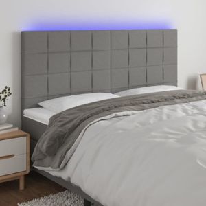 TÊTE DE LIT Tête de lit LED Gris foncé - ATYHAO - 160 cm - Tissu et bois massif - Bande LED découpable