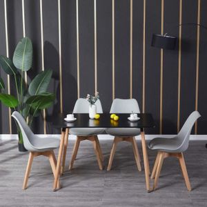 TABLE À MANGER COMPLÈTE Ensemble table + 4 chaises - SOARROC - Gris - 4 pl