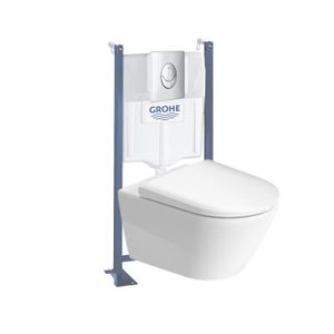 WC - TOILETTES Pack WC suspendu sans bride DURAVIT D-Neo + bâti support GROHE Rapid SL Projet + abattant + plaque chromé