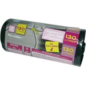 AUCHAN Sacs poubelle ultra resistant liens coulissants 10 sacs 100l pas  cher 