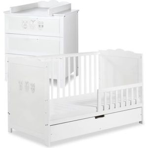 CHAMBRE COMPLÈTE BÉBÉ MARSELL Ensemble commode à langer + lit bébé 140X7