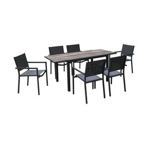 Ensemble table et chaise de jardin Table de jardin aluminium 120/180cm avec 6 chaises empilables aluminium et textilène