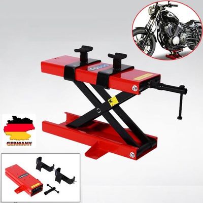 Cric Moto Arebos 500kg - Pont Élévateur Réglable 95-375mm - Rouge Et Noir