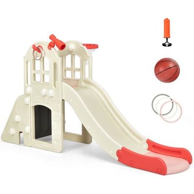 FANTASK Toboggan 6 En 1 Pour Enfant Avec Panier De Basket - Intérieur & Extérieur Dès 1 An