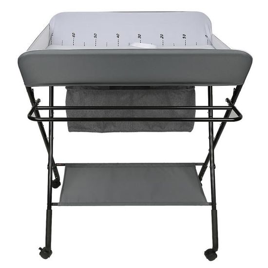 Table à Langer Portable Maydolly - Pliable Avec Roulettes Et Rangement - Gris (15kg Max)