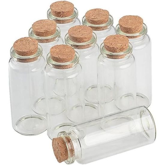 2 Bouteilles En Verre Avec Bouchon Liège - Bocaux Hermétiques Ronds Pour Terrarium DIY, Décoration Maison, Plantes Succulentes