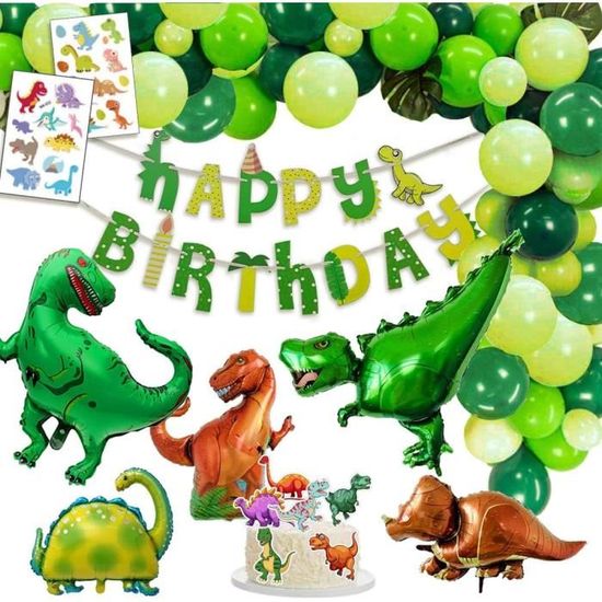 Décoration Anniversaire Dinosaure Fete Garcon, 1 Banderole Banniere Happy  Birthday, 2 Dinosaures Geantes, 3 Xxl Dino Ballo[J10965]