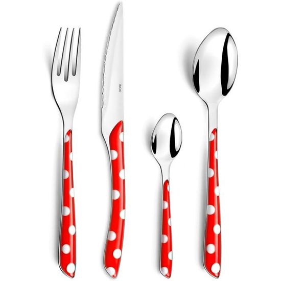 Amefa Eclat - Coffret 24 couverts pour 6 personnes - 2214RDPA10C40 Rouge pas cher