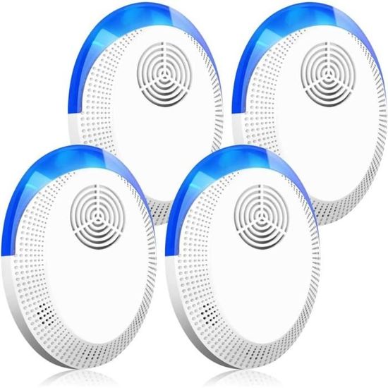 4 Pack Ultrason Anti Moustique - Répulsif Antiparasitaire Souris, Araignées, Cafards - Écologique Et Silencieux