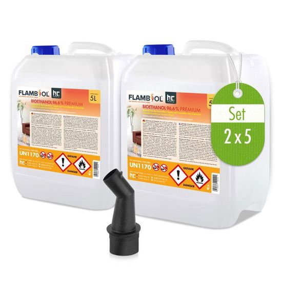 Bioetanol Premium 10 Litros Sin Olor – 96,6% De Etanol Para Chimeneas De Etanol, Quema Con Llama Amarilla