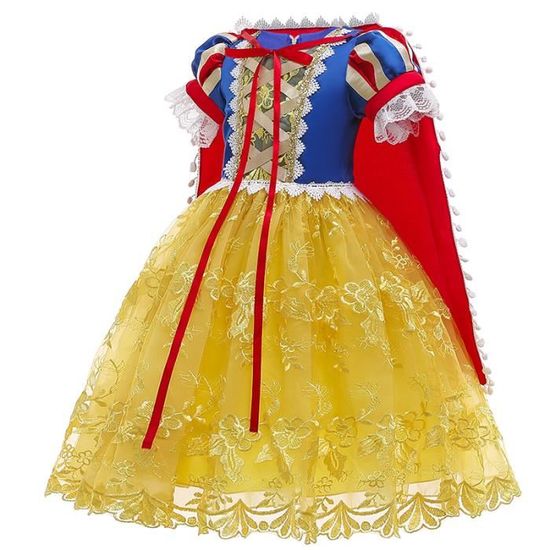 Disney Conte de fées Princesse Blanche-Neige Robe Cosplay Costume Fille  Enfants Fête Déguisement Jusqu’à Halloween 4-8 Ans
