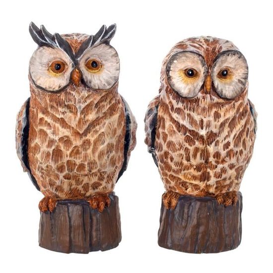 Chouette hibou sur branche en résine 28 cm