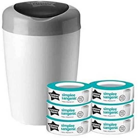 RECHARGE POUBELLE A COUCHES Tommee Tippee Poubelle à Couches Simplee Sangenic, Inclus 6x