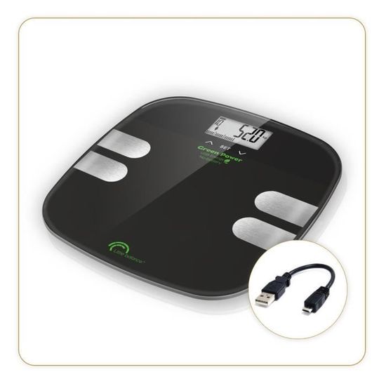 Balance impédancemètre sans pile LITTLE BALANCE 8230 USB Body Soft - 13 indicateurs - 180 kg / 100 g - Noir