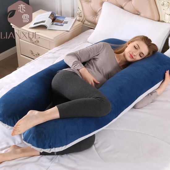Coussin De Grossesse Corps Entier 145x70cm - Housse Velours Amovible Lavable - Soutien Dos, Ventre, Hanches - Cadeau Future Maman - 7