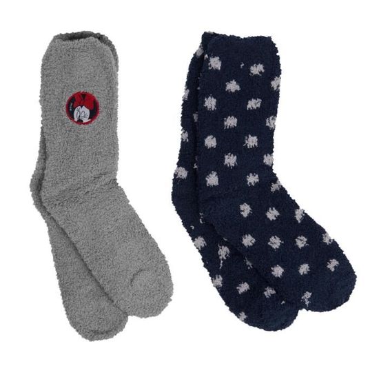 Chaussettes confortables Disney Minnie pour femme chaussettes d hiver confortables et chaudes lot de 2 Gris noir Cdiscount Pret a Porter