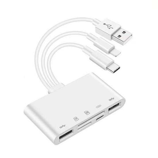 Adaptateur MultiméMoire de CaméRa USB OTG pour Kit de Lecteur de Carte Micro-SD TF pour IPhone IPad pour Convertisseur Apple 13