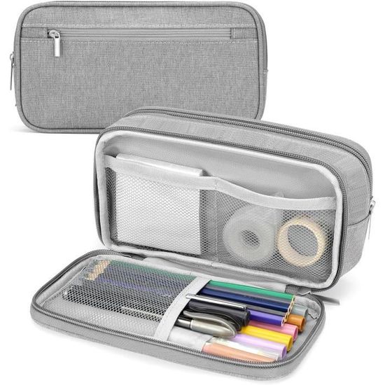 Trousse Scolaire Grande Capacité Motif Chat - 4 Compartiments, 22x14x9 Cm - Pour Fille, Collège, Primaire