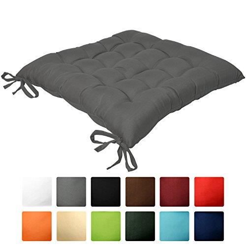 Beautissu Galette de Chaise Lea 40x40x5 cm Anthracite – Coussin confortable et coloré – Idéal pour intérieur et extérieur