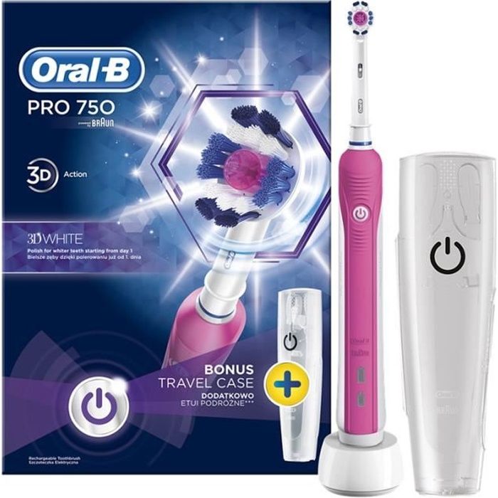 BROSSE A DENT ELECTRIQUE BRAUN ORAL B * PRO 750 * 3D-WHITE