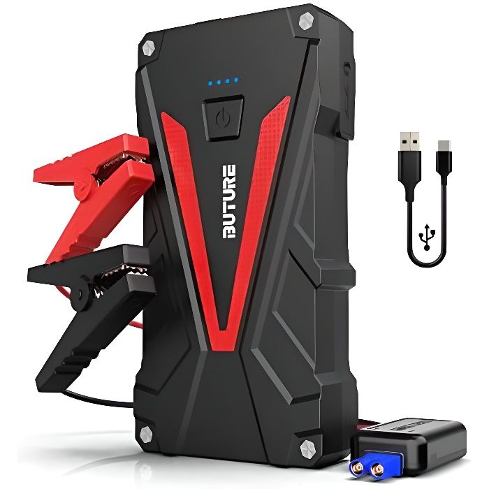 BuTure Booster Batterie - 800A 12800mAh Portable Jump Starter (Jusqu’à 6.0L Essence-5.0L Gazole) Démarrage de Voiture avec Pinces
