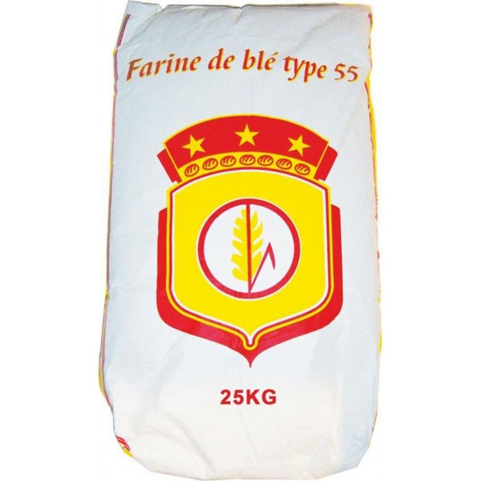 Farine de blé blanche type T55 Multi-Usage - Sac de 25kg - Marque Blason Rouge - Origine France