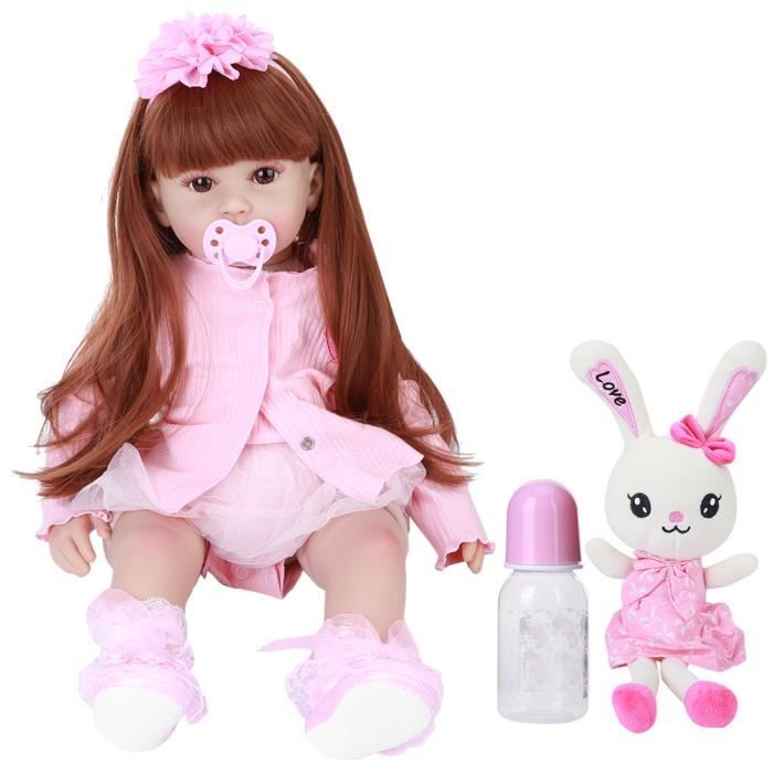 Reborn Toddler Silicone Baby Girl Doll Vivid Creativity Present Beautiful Baby Toy 60cm (Brown Eyes)