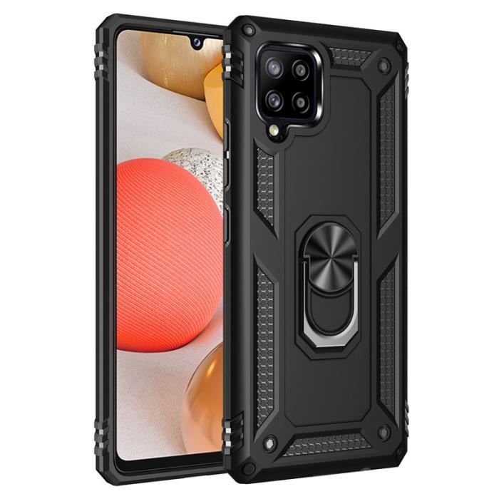 Coque Samsung Galaxy A42 (5G), Robuste Armure Silicone Aimant Anneau Support Tournant 360 Degrés Mince Antichoc, Noir