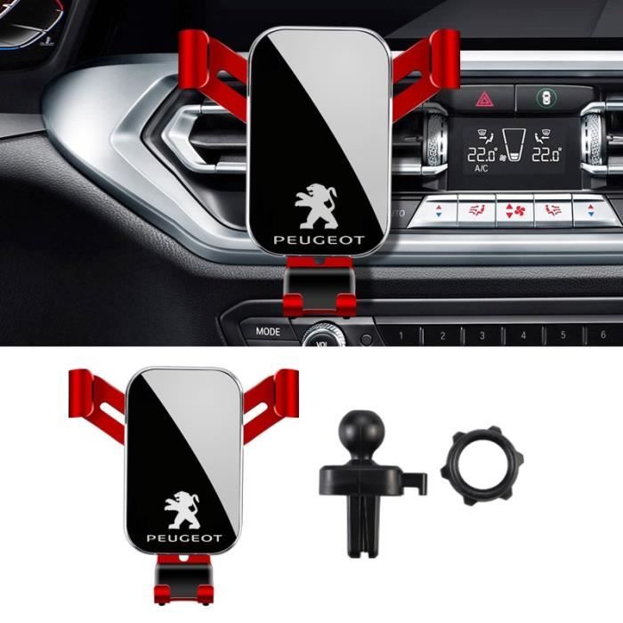 Supports voiture,ABS gravité support pour téléphone de prise d'air de voiture Clip support de Smartphone pour Peugeot - Type Red