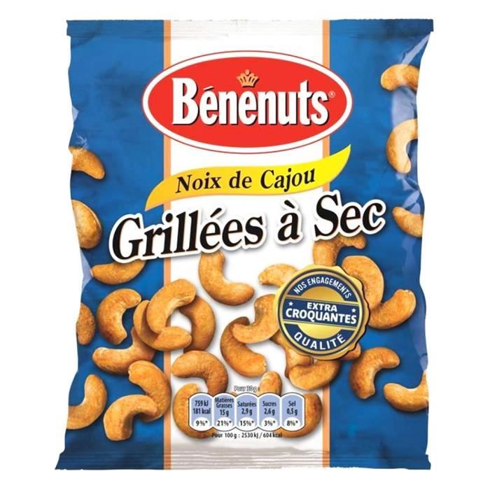 Bénénuts - Bénénuts Noix de Cajou Grillées à Sec 165g (lot de 3)