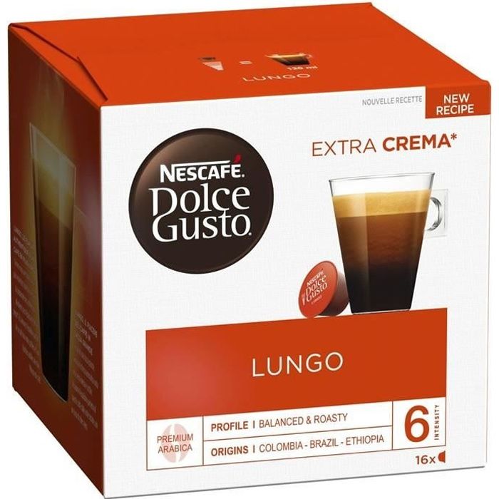 LOT DE 2 - DOLCE GUSTO Lungo Café capsules - 16 capsules de 7g