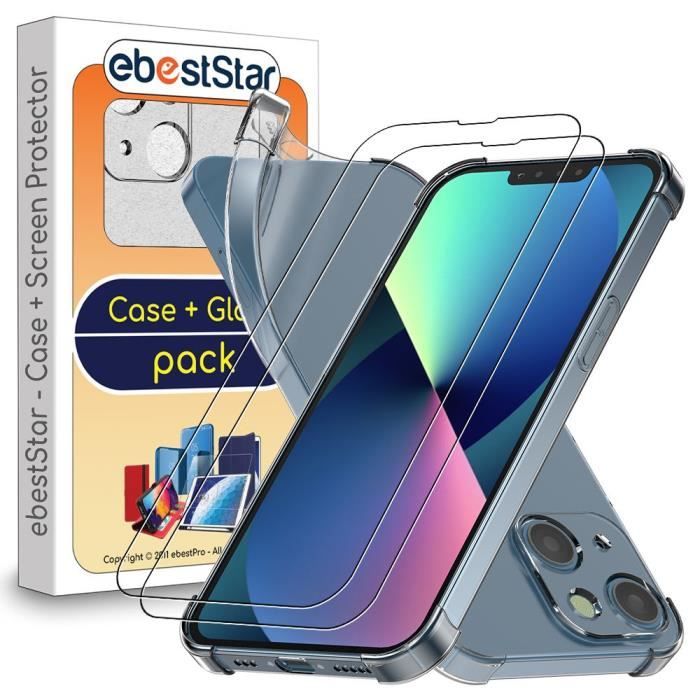 ebestStar ® pour Apple iPhone 13 mini - Coque Silicone + 2 Films Verres, Coins rebords renforcés Etui Slim Housse INVISIBLE antichoc