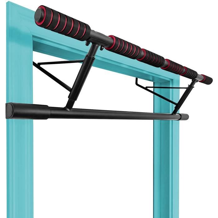 GOPLUS Barre de Tractions Professionnelle pour Encadrement de Porte,Pull up Bar Pliable sans Fixation,Poignée Antidérapante