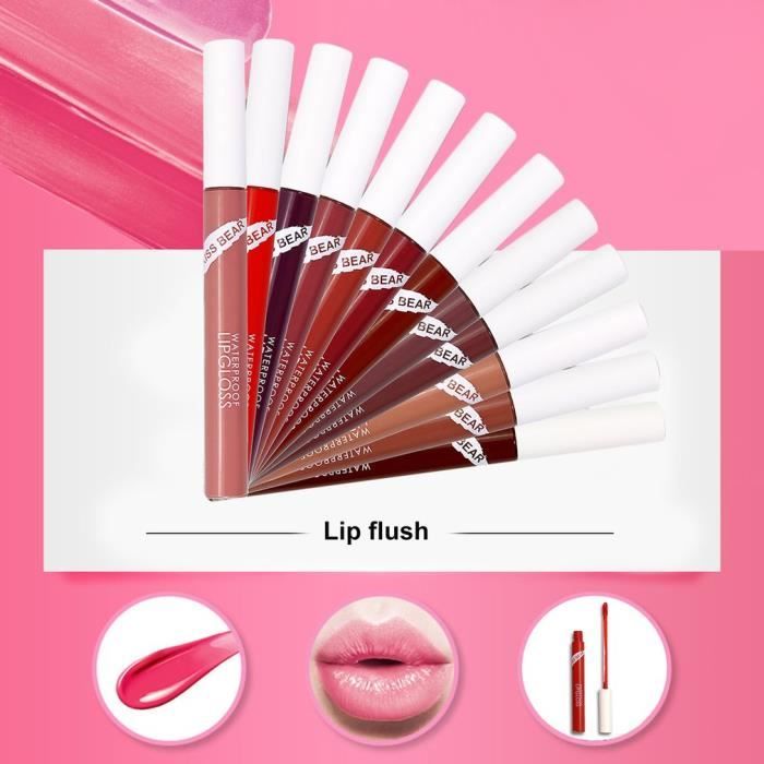 12 couleurs kit rouge à lèvres mat brillant à lèvres Kits cosmétiques imperméables longue durée