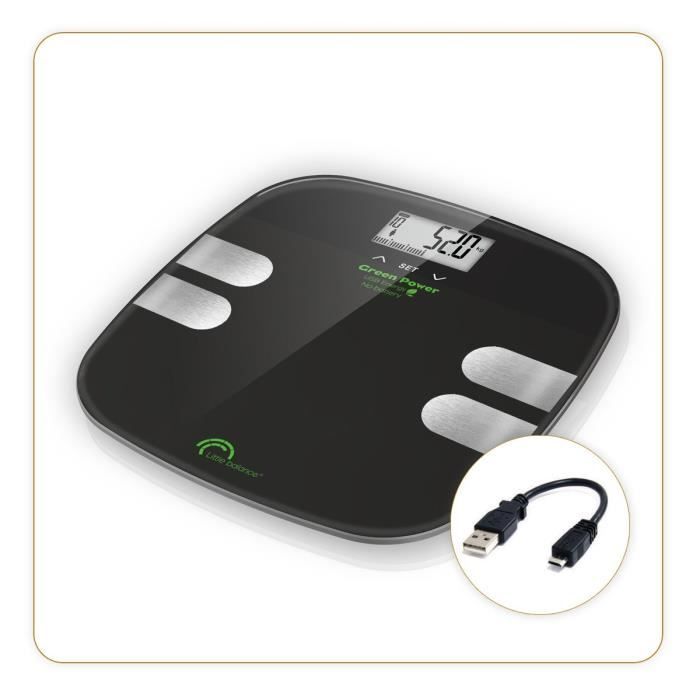 Little balance - pèse-personne électronique rechargeable 180kg-100g noir - 8230