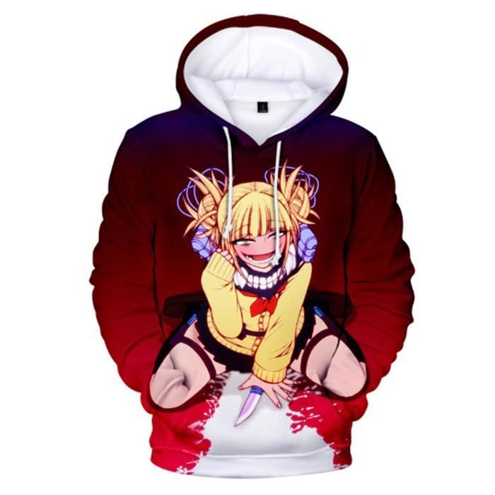 Sweat à Capuche Manche Longue avec 3D Imprimé My Hero Academia Himiko Toga Hoodie