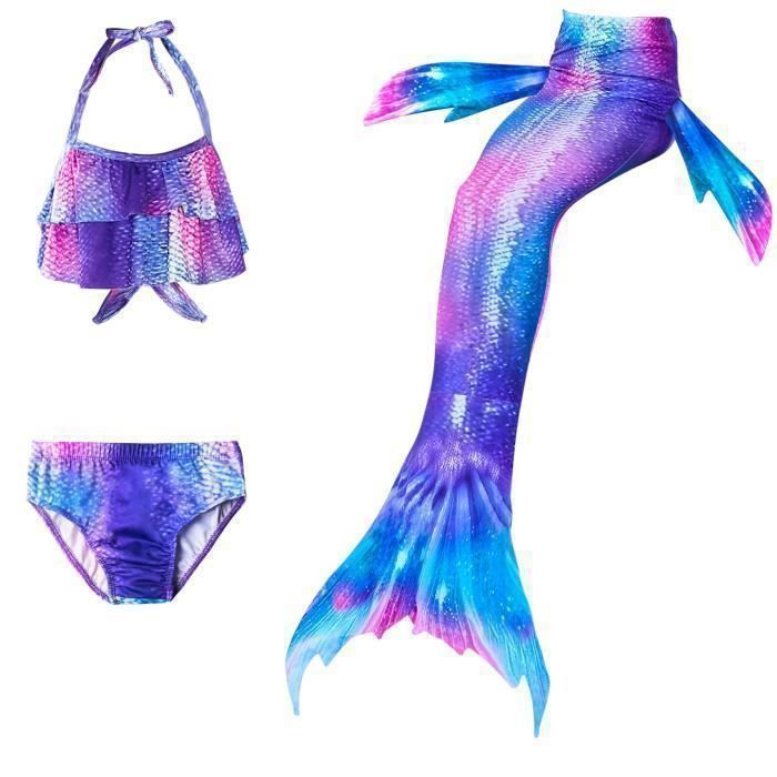 Maillot de Bain Fille 3 pièces Queue de sirène