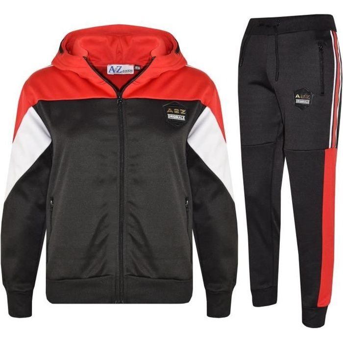 Enfants Filles Garçons Survêtement Unisexe A2Z Originals badged panneaux contrastés À Capuche haut et Bas Jogging Costume 5-13 Ans