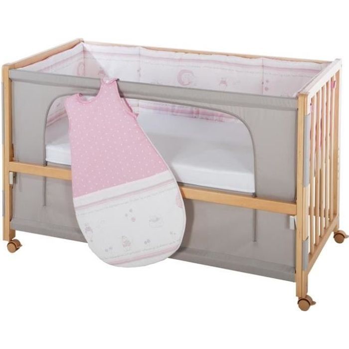 ROBA Lit cododo -Gluecksengel rosa- 60x120 cm, lit bébé pour lit parental, équipement complet