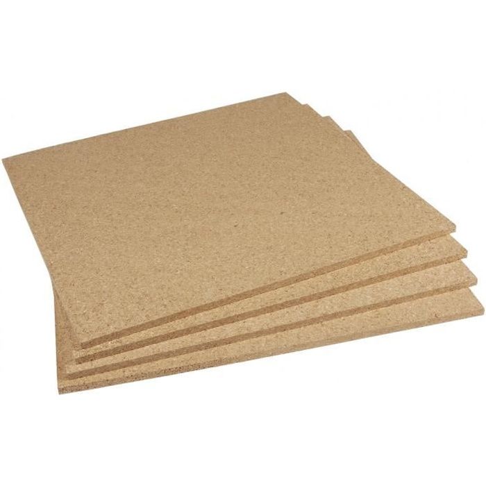 Carton de 4 plaques liège mur et plafond SDL l.0.5 x L.0.5 m x Ep.10 mm