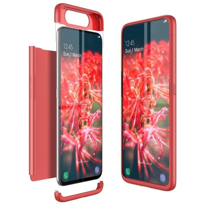 SmartLegent Samsung Galaxy A80 Coque Bumper,Design de 3 en 1,Forte protection,Ultra thin,Rouge Maya