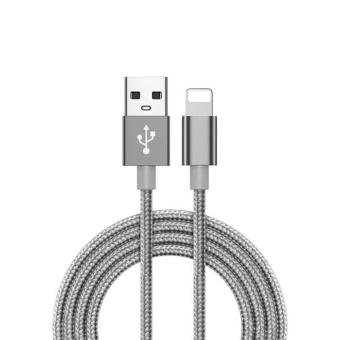 Gray-1M 1M 1M 2M 2M -Paquet de 5 Câble USB Pour iPhone 12 Pro Max 11 XS XR 6s 7 8 5s Plus Apple iPad Données de Charge Rapide Charge