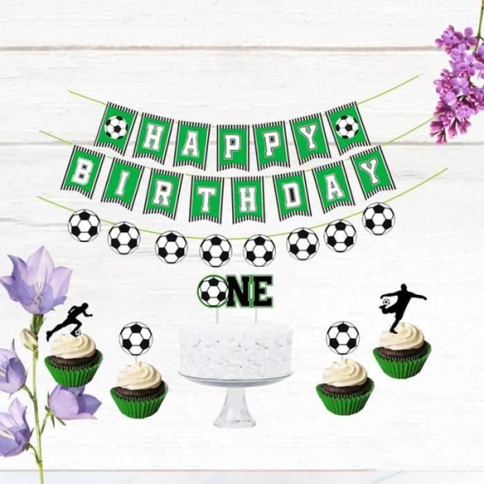 QN28593-1 Ensemble de 15 PCS Football Bannières Cake Toppers Kit Fête D'anniversaire Gâteau Pick BALLON DECORATIF - POMPE POUR BA