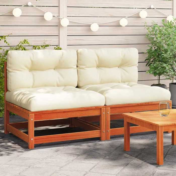 vidaXL Canapés de Jardin sans Accoudoirs Coussins 2 pcs Siège avec Dossier Meuble de Terrasse Patio Arrière cour 838090 - vue 2